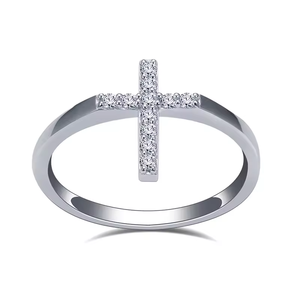 <b>Cross</b> Diamond <b>Ring</b> Round Brilliant Cut Lab Diamonds Religious Style Unisex Jewelry - Product Image 1