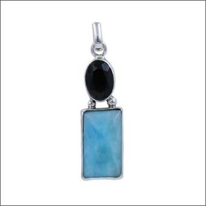 Chintamani et Larimar pendentif en pierres précieuses pendentif en argent 925 pendentif en pierres précieuses naturelles pendentif fabuleux - Product Image 1