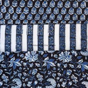 Tissu en coton imprimé traditionnel Jaipuri, coton cambriqué imprimé au bloc 60x60, tissu en coton à motifs. - Product Image 5