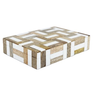 Joyero de resina de hueso artesanal con incrustaciones de nácar, caja de almacenamiento de lujo decorativa de tamaño personalizado para regalos - Product Image 5