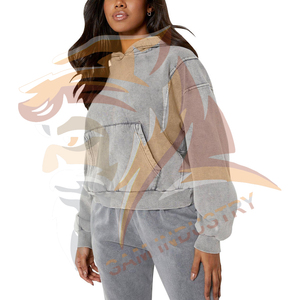 Cotton Fleece Fabric Winter Pullover Streetwear <b>Drop</b> Shoulder Hoodies New Style Women's High Quality Hoodies - Product Image 4