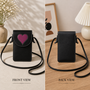 Cute Heart Crossbody Fashion Bag for Women | PU Leather Durable Lightweight Mini Phone <b>Pouch</b> | Stylish Shoulder Sling Purse - Product Image 4