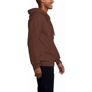 Men's Brown <b>Hooded</b> Sweatshirt Regular Fit Solid Color Knitted Cotton Casual Hoodie Autumn Wear - Product Image 3