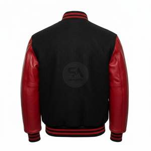 Blouson universitaire personnalisable avec manches contrastantes en cuir, mélange de laine, style bomber, pour fabricant OEM, respirant - Product Image 2