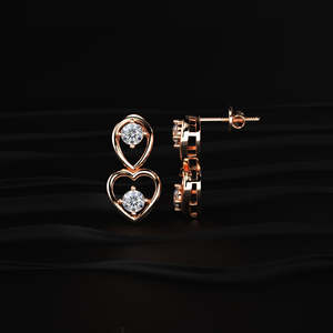 Round Cut Moissanite Heart Drop Earrings 2.40 TCW Colorless VVS 14K Gold 0.60 Carat Dangle <b>Screw</b> Back Handmade Romantic Jewelry - Product Image 4