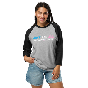 T-shirt de baseball unisexe Legacy Maker à manches 3/4 raglan en denim chiné/bleu marine, avec manches contrastantes, décontracté, en mélange de coton, style athlétique - Product Image 1