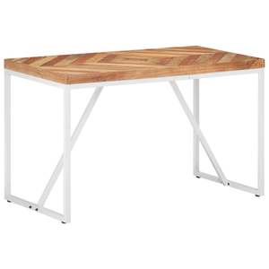 Table à manger en bois naturel avec placage blanc - Product Image 1