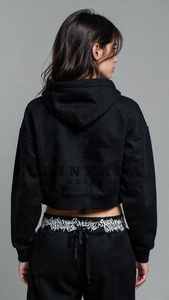 Nueva Sudadera Corta ODM 2026 para Mujer, Sudadera Corta de Manga Larga, Estilo Casual Urbano, Sudadera de Algodón/Bambú para Fitness y Descanso - Product Image 4