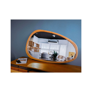 Wooden <b>Asymmetrical</b> Bean Shape Wall <b>Mirror</b> Midcentury Modern Design for Living Room Decor - Product Image 4