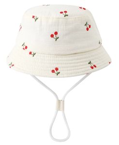 Chapeau de soleil pour bébé fille, imprimé cerises, mode printemps-été, chapeau de pêcheur mignon pour tout-petit, chapeau d'extérieur pour enfant - Product Image 2