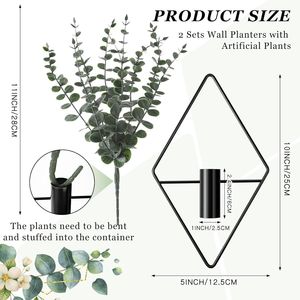 Lot de 4 jardinières murales modernes en métal style bohème, pour plantes artificielles d'intérieur, vase à eucalyptus, décoration murale de salle de bain, public cible : urbain - Product Image 5