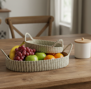 High QualityHandcrafted Eco-Friendly <b>Round</b> Tray and oval tray Storage <b>Basket</b> Made in Vietnam - Product Image 2