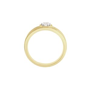 Bague pour homme en or jaune 14 carats avec diamant de laboratoire rond et solitaire hexagonal - Product Image 3