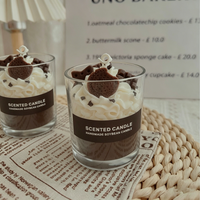 Bougie en cire de soja parfumée à la fraise et au chocolat, faite à la main, en pot, pour l'aromathérapie, cadeau d'Halloween et de Noël, série Desserts
