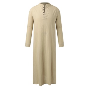 Thobes islamiques pour hommes de haute qualité, à manches longues, en polyester thermique respirant, style vintage, longueur cheville, grandes tailles, personnalisables - Product Image 1