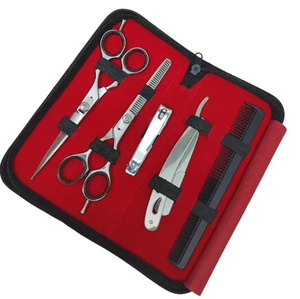 Kit de peluquería con espejo pulido, tijeras de entresacar, tijeras de acero inoxidable, kit de afeitado con peine en oferta - Product Image 2