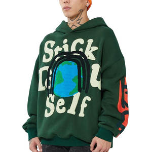 Sweat-shirts pour hommes en coton 100% surdimensionnés et épais avec logo personnalisé brodé - Prix de gros, tissu polaire imprimé en relief, couleurs personnalisées - Product Image 1