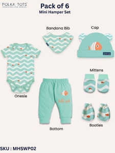 Conjunto de regalo para bebé, paquete de 6 prendas para recién nacido: mono, pantalones, gorro, manoplas, botines, babero, de algodón suave, unisex, ropa cómoda para bebé. - Product Image 3