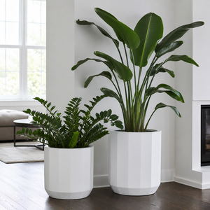 Juego de Macetas Cilíndricas Lisas de Fibra de Vidrio Negra para Jardín Hieta, Decorativas para Interiores y Exteriores, Juego de 5 Tamaños - Product Image 3