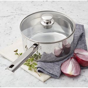 Casserole en acier inoxydable de 3 Qt compatible avec l'induction, avec couvercle - Product Image 2