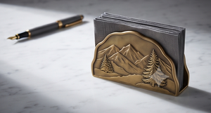 Porte-serviettes en métal motif paysage de pin de montagne, finition texturée, pour cuisine et salle à manger, commande en gros - Product Image 2