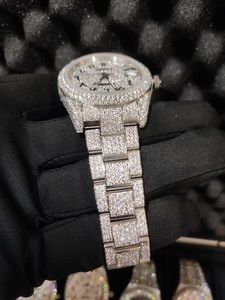 Factory Price Fully VVS Moissanite Diamond <b>Studded</b> Iced Out Style Fashion Wrist Watch <b>For</b> <b>Man</b> With Box Pass Diamond Tester - Product Image 3