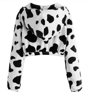 เสื้อครอปท็อปผู้หญิง เสื้อฮู้ดดี้สไตล์เกาหลี แจ็คเก็ตซิป ฮาราจูกุ แขนยาว ลายพิมพ์นม เสื้อสเวตเชิ้ต เสื้อคลุมลายวัว เสื้อยืด - Product Image 5