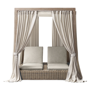 Cama de Día de Lujo para Exteriores The Langham Signature Collection, Ratán Sintético con Cortina, Estilo Moderno y Minimalista para el Borde de la Piscina - Product Image 6