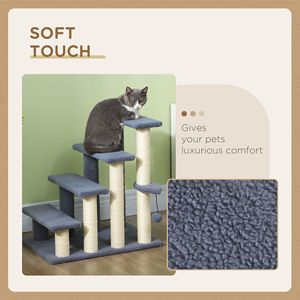 Tiragraffi per Gatti Grigio a 4 Livelli con Pali in MDF, Struttura per Arrampicata per Letti Alti e Divani, Confezionato in Cartone - Product Image 6