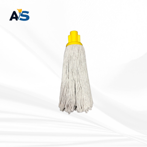 A&S Heavy Duty 250 Gram 3 Ply Cotton Yarn Socket Mop Head with 4 Color Push Clip Cut End Commercial Floor Cleaning Mop Refill - Product Image 1