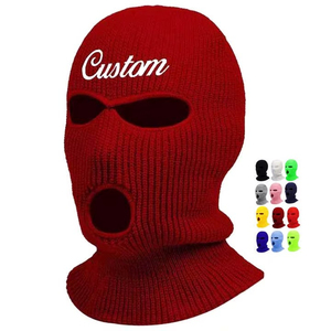 Masque facial balaclava personnalisé à rayures multicolores léger à bas prix, 100% polyester tricoté, couvre-tout le visage, couleurs personnalisables - Product Image 3
