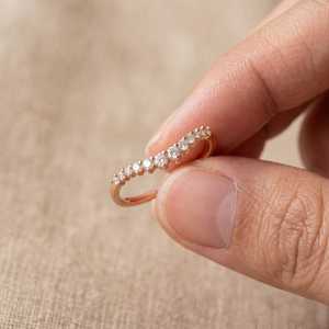 Luxury <b>Stacking</b> Emerald Cut Diamond Claw Setting Half Eternity Band <b>Ring</b> Unisex Lab Grown 14K Solid Gold Fine Promise Gift - Product Image 5