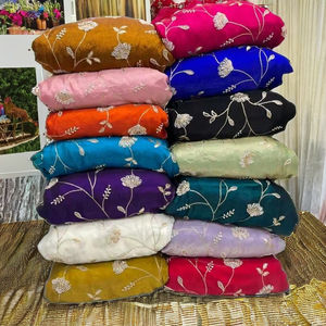 Vestidos de Jacquard Floral con Lentejuelas Bordadas en Georgette de Alta Calidad, Tela de Bordado Premium para Bodas de Niñas Medianas - Product Image 1