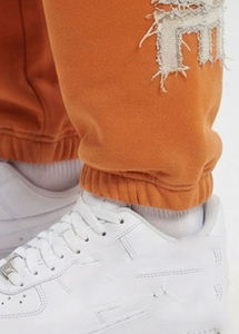 <b>Mens</b> Heavyweight Orange Hoodie Jogger Set Custom Embroidery Oversized Streetwear Tracksuit Manufacturer - Product Image 4