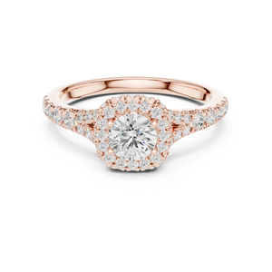 แหวนหมั้นเพชรทรงกลมทองคำ 14K สีเหลืองสำหรับผู้หญิง |   เพชรที่เพิ่งเพาะเลี้ยง - Product Image 2