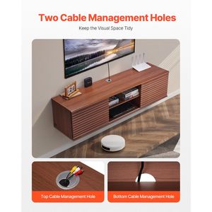 Mobile TV Sospeso da Parete da 60 Pollici a 2 Livelli con Ripiano Regolabile e Ante Scorrevoli - Product Image 3