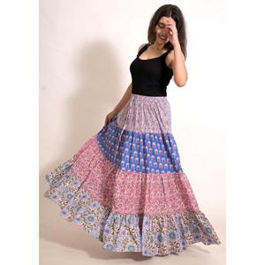 Handmade Cotton <b>Patchwork</b> Printed Summer Maxi <b>Skirt</b> Indian Boho Festival Long <b>Skirt</b> for Women - Product Image 4