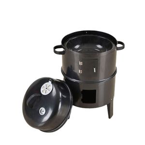 Griglia a Carbone per Esterni a Doppio Strato, Resistente, con Funzione di Brasatura e Affumicatura, Altezza Regolabile per Giardini - Product Image 5