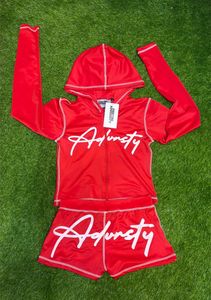 Ensemble short et sweat à capuche 2 pièces pour femme, sur mesure, style streetwear, en spandex uni, imprimé sérigraphié, grandes tailles, longueur au-dessus du genou - Product Image 6