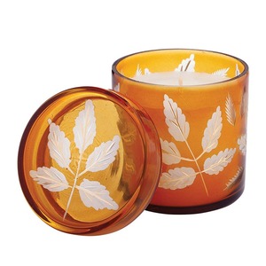 Luxury Green Foliage Glass Candle Jar with <b>Lid</b> Elegant Aromatherapy Candle for Home <b>Decoration</b> - Product Image 4