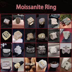Unisex <b>Men</b> S925 <b>Sterling</b> <b>Silver</b> Bezel Moissanite Ring Baguette Cut Gold Plated Hip Hop Wedding Engagement Party Fine Jewelry - Product Image 5
