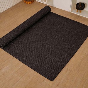 Black solid Natural Hemp Jute Rugs-Extra Large Jute Rugs entryway Jute Rugs ,Solid jute Rug, Large Area Hemp For Hallway Rug - Product Image 3