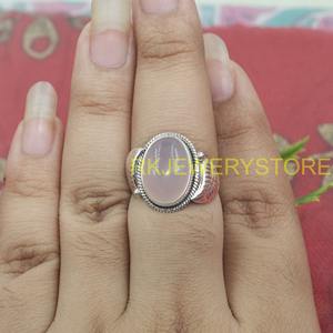 Natural Rose Quartz <b>Ring</b> Handmade 925 Sterling Silver Vintage Leaf Design Healing <b>Crystal</b> Adjustable Statement Jewelry Gift her - Product Image 2