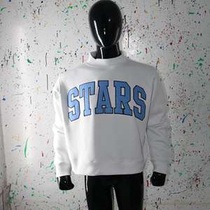 Sudadera STARS ASH GREY con cuello ancho y bordado de apliques en azul cielo 100% algodón, CLUSH SPORTS - Product Image 2