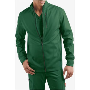 Men's Green Polyester <b>Scrubs</b> Jacket With Zipper And Side Pockets Hospital Uniforms Wrap Style Salon Spa Tunic Top Breathable Spa - Product Image 6