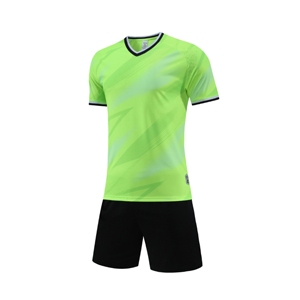 Conjunto de Fútbol para Hombre, Camiseta Verde Neón Sublimada, Pantalones Cortos Negros, Uniforme Transpirable de Poliéster, Personalizable con Nombre de Marca - Product Image 3