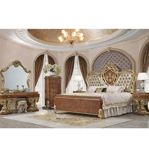 Juego de Muebles de Dormitorio de Madera Estilo Victoriano a Medida, Juego de Dormitorio Maharaja con Tallado Dorado, Cama Tallada a Mano de Primera Calidad, Estilo Palacio Real, EE. UU. - Product Image 1