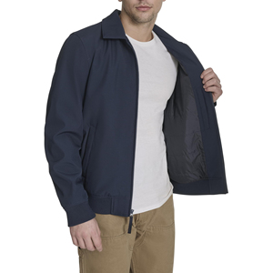 Blouson bomber bleu marine pour homme, coupe classique, couleur unie, fermeture éclair, style décontracté, matière polyester, vêtement d'automne - Product Image 2