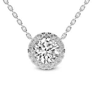 Collier pendentif solitaire en or massif 14k/18k avec halo de diamants de laboratoire Belleza, style indien élégant (1/2 CT.) Tw. Pour femmes et filles - Product Image 1