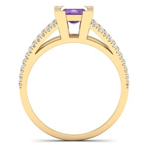 REYES Customized Emerald Cut Amethyst Gemstone Wedding <b>Fine</b> <b>Ring</b> IGI Certified Solid 14K Yellow Gold Diamond Engagement <b>Rings</b> - Product Image 4